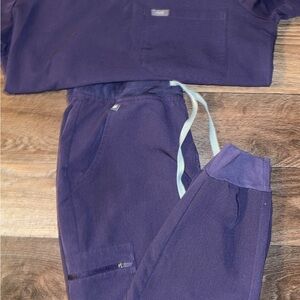 Purple Scrub Set with Drawstring Pants